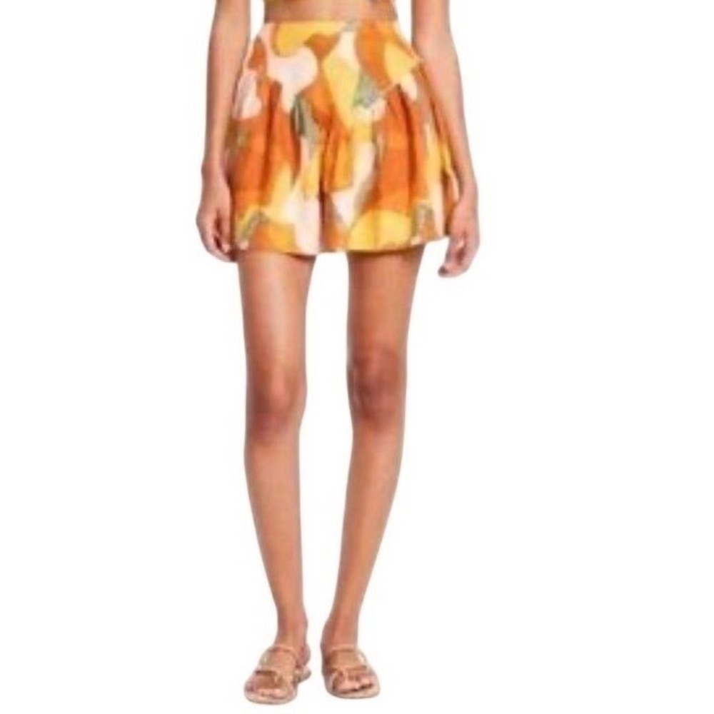 Mini Skirt in Orange Abstract Print - Picture 2 of 10
